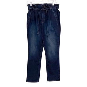 NYDJ Sheri Slim cropped high rise-paper bag waist, blue jeans